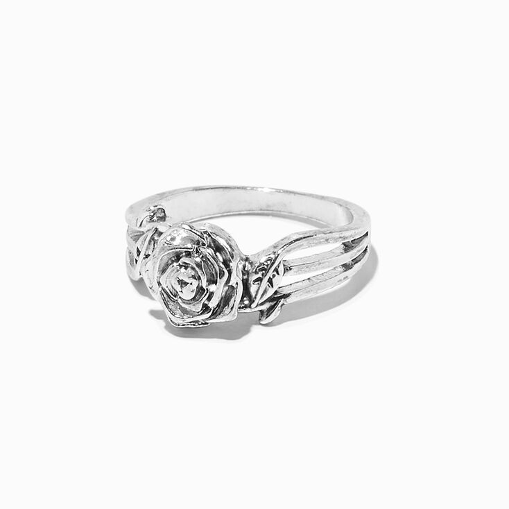Antiqued Silver Rose Band Ring,
