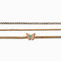 Gold-tone Crystal Butterfly Choker Necklaces - 3 Pack ,