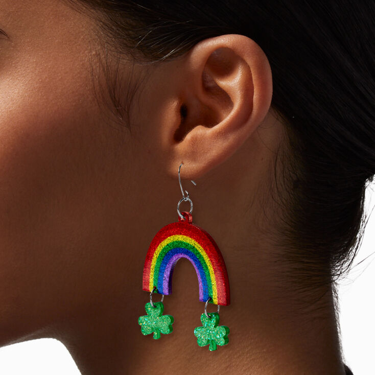 Rainbows &amp; Shamrocks 1.5&quot; Drop Earrings,