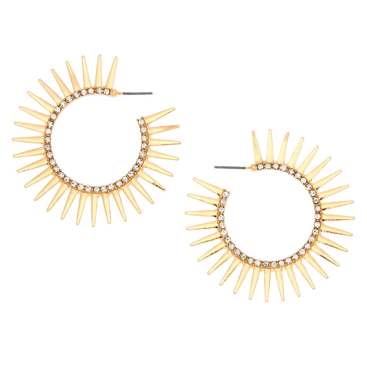 Gold 30MM Spike Hoop Earrings,