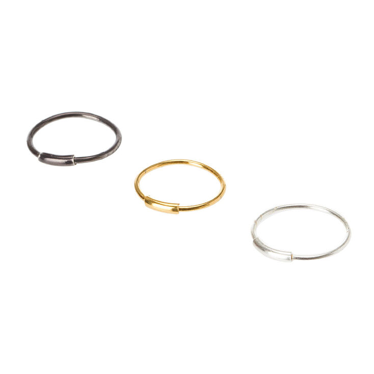 23G Mixed Metal Nose Hoops Set,