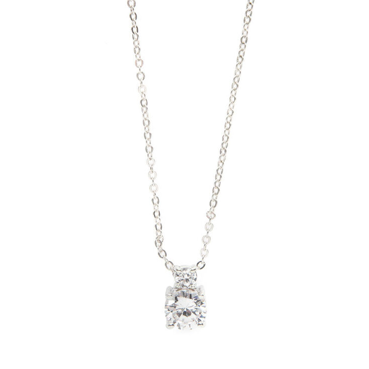 Stacked Round Cubic Zirconia Pendant Necklace,