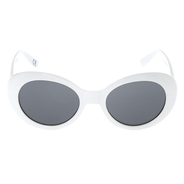 White Round Mod Sunglasses,