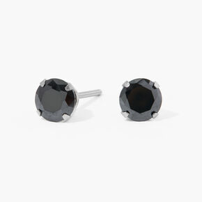 Stainless Steel 5mm Black CZ Studs Ear Piercing Kit with Ear Care Solution,