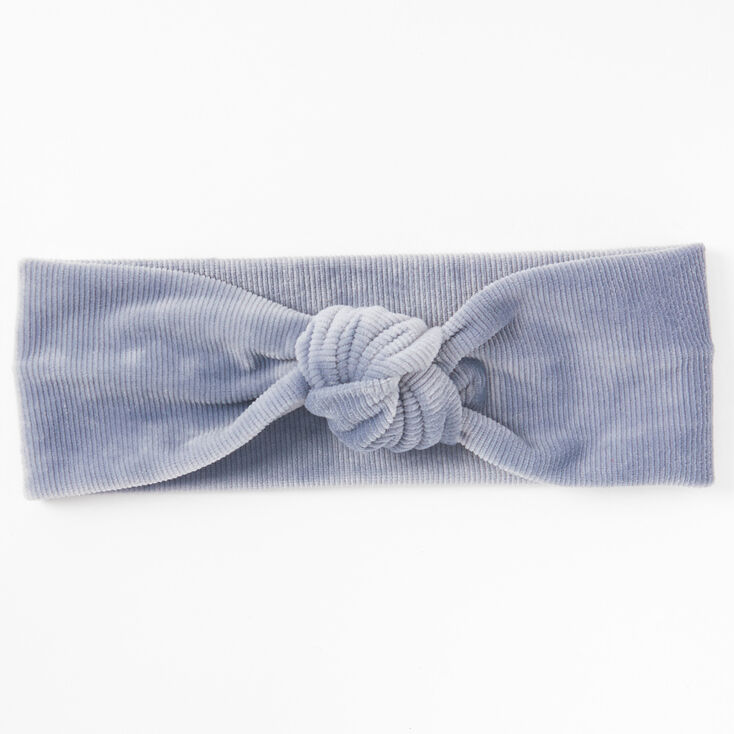 Velvet Knit Knotted Headwrap - Icy Blue,
