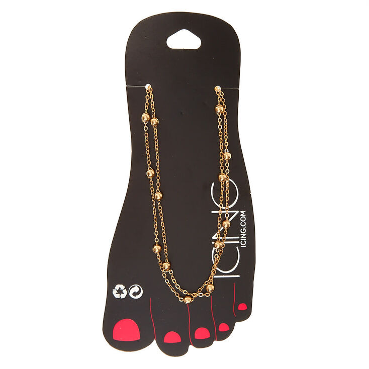 Gold Ball Bead & Chain Anklet,