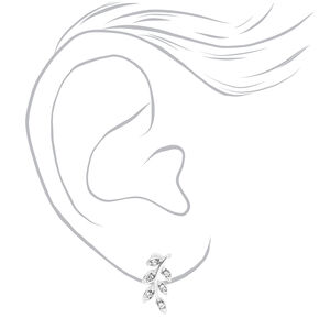 Silver Crystal Leaf Stud Earrings,