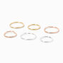 Sterling Silver Mixed Metal 22G Hoop Nose Rings - 6 Pack,