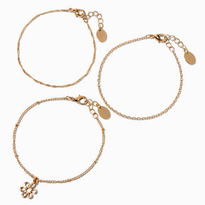 Icing Recycled Jewelry Gold-tone Daisy Chain Bracelets - 3 Pack,