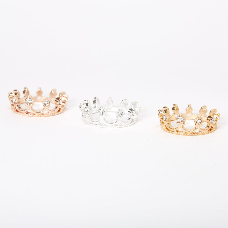 Mixed Metal Crown Midi Rings - 3 Pack,