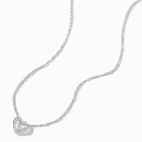 Laboratory Grown Diamond Open Heart Pendant Sterling Silver Necklace 0.09 ct. tw.,