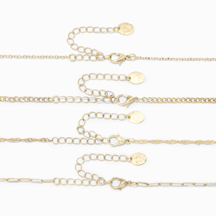 Gold Mixed Chain Choker Necklaces - 4 Pack,