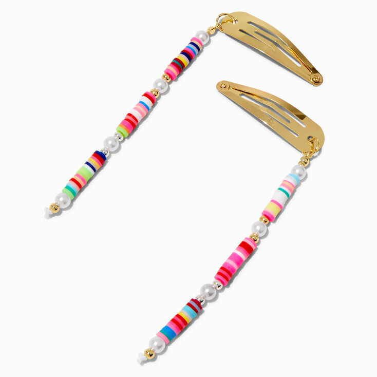 Bright Beaded Hair Snap Clips - 2 Pack,