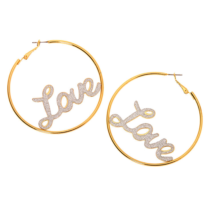 Gold 60MM Love Hoop Earrings,