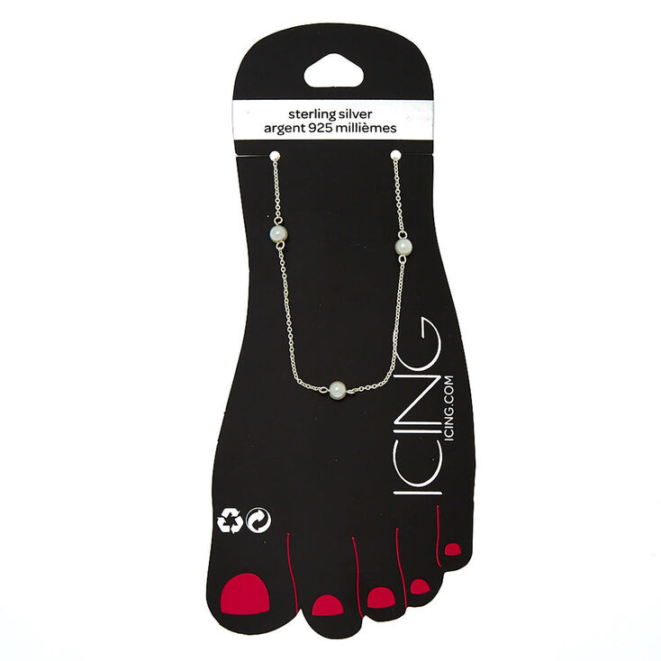 Sterling Silver Pearl Chain Anklet,