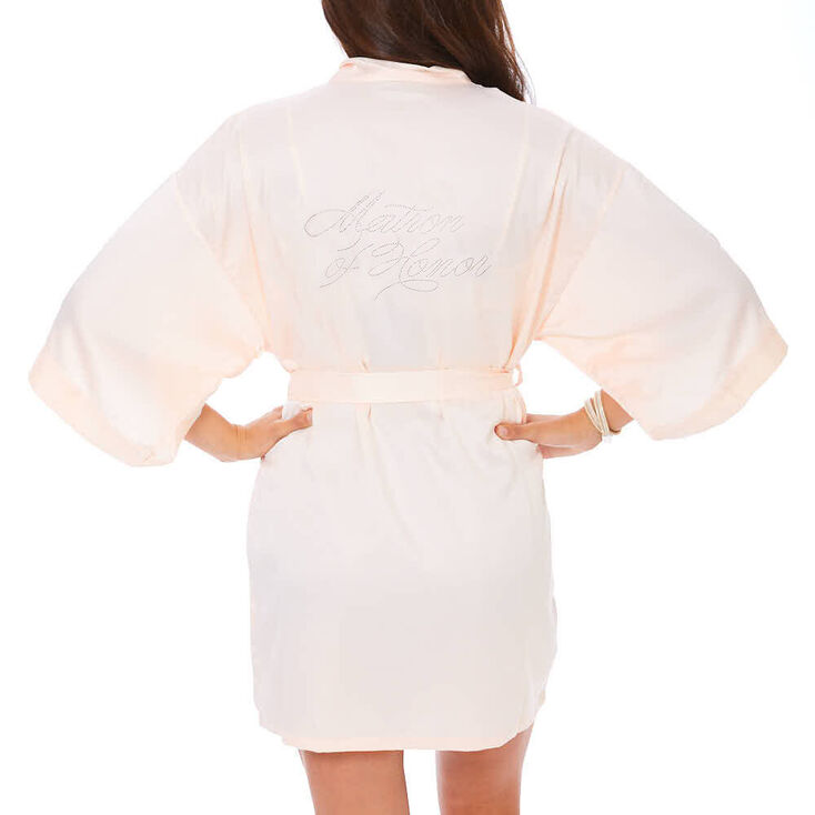 Light Pink Satin & Crystal Matron of Honor Robe - M/L,