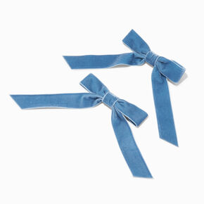 Blue Velvet Hair Bow Clips - 2 Pack,