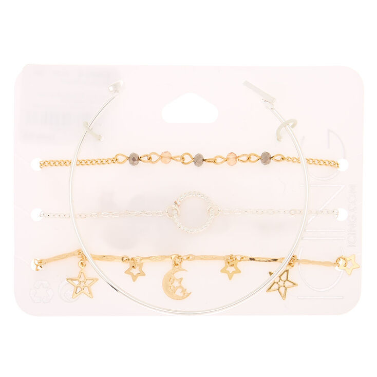 Mixed Metal Celestial Bracelets - 4 Pack,