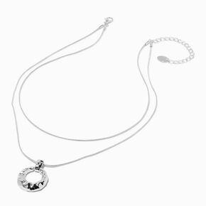 Silver-tone Snake Chain &amp; Oval Charm Multi-Strand Necklace ,