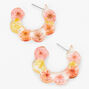 Pink &amp; Yellow 30MM Resin Floral Hoop Earrings,