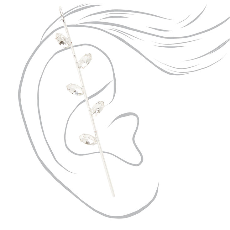 Silver Crystal Leaf Ear Cuff Pin,