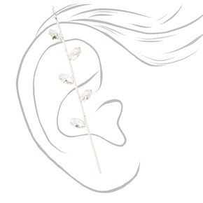 Silver Crystal Leaf Ear Cuff Pin,