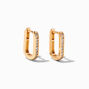 Gold 10MM Cubic Zirconia Chainlink Huggie Hoop Earrings,