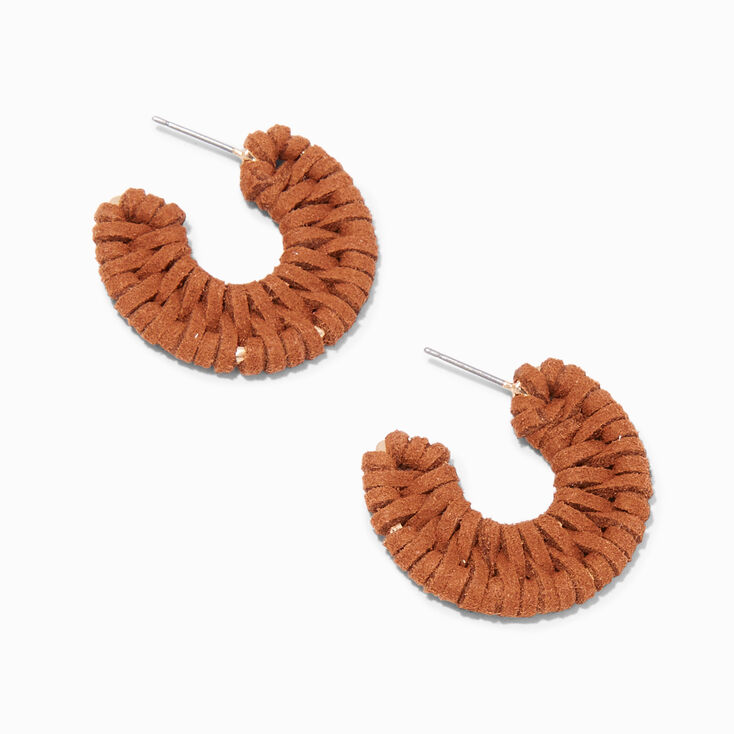 Brown Woven Wrapped 30MM Hoop Earrings,