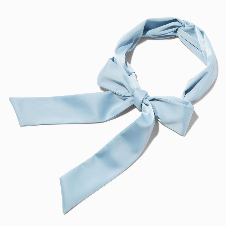 Light Blue Silky Bow Twist Headwrap,