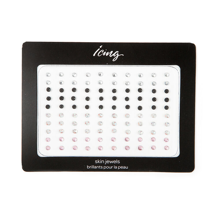 Icing Clear, Iridescent, Black & Pink Crystal Skin Gems Set of 100,