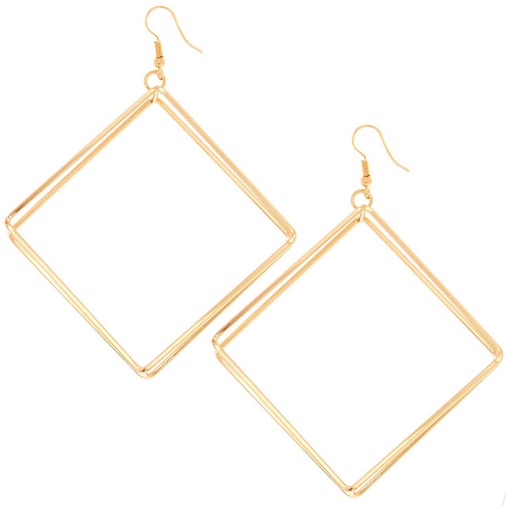 Gold-Tone Open Cube Drop Earrings,
