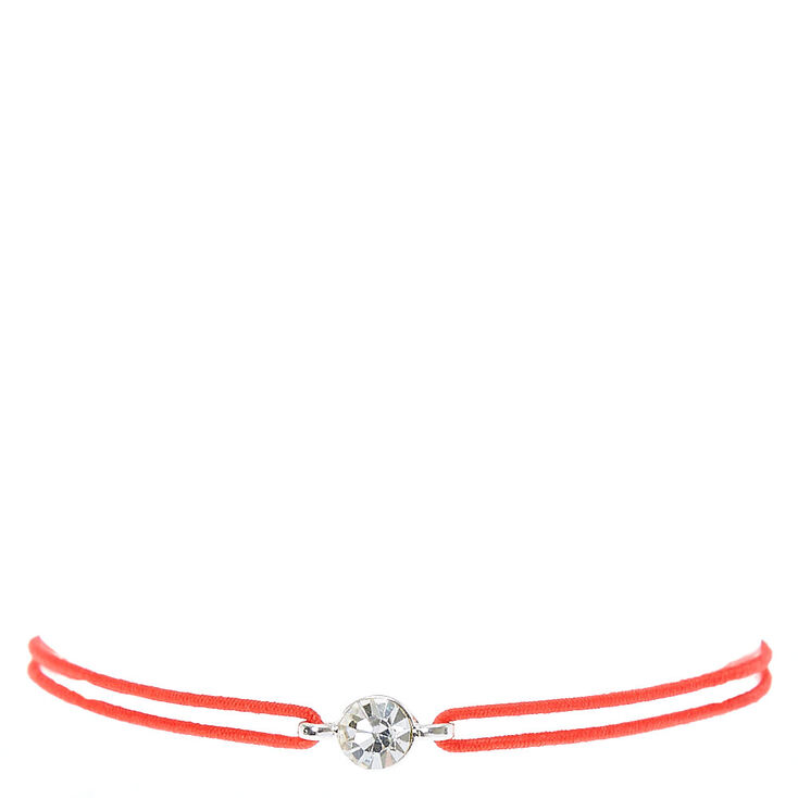 Red Double Stretch Bracelet with Faux Crystal Charm,