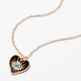 Gold &amp; Black Evil Eye Heart Pendant Necklace,