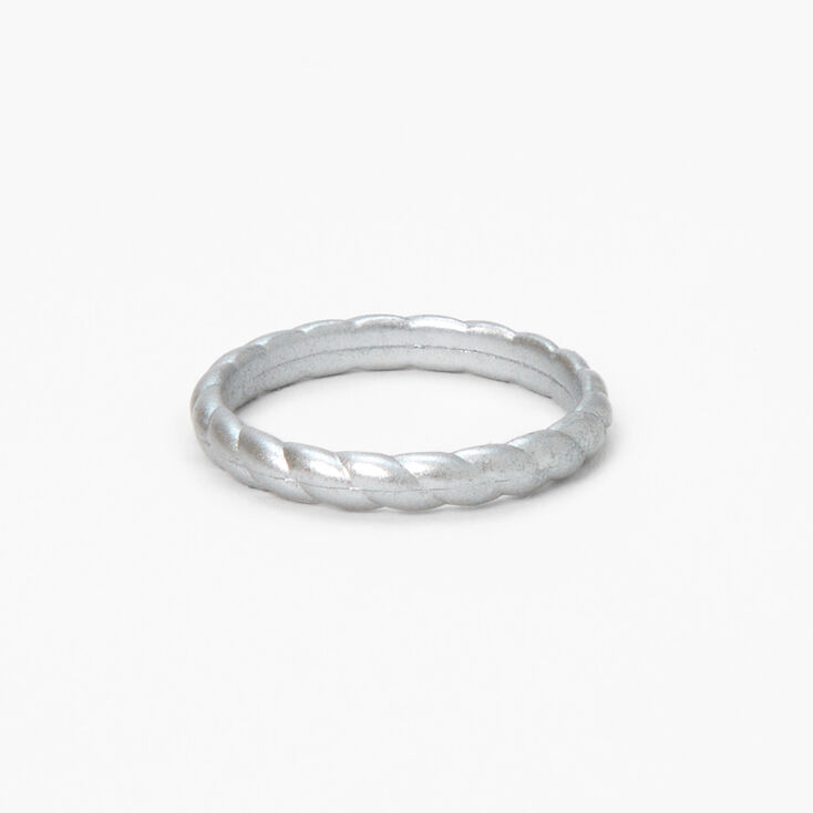 Silver Metallic Silicone Rope Ring,