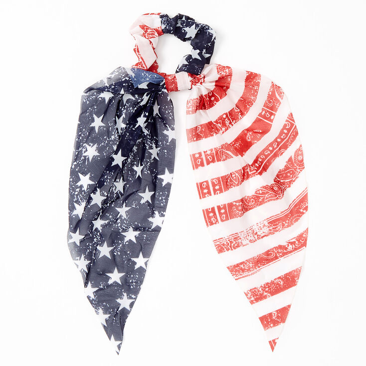 Small American Flag Paisley Bandana Hair Scrunchie Scarf,