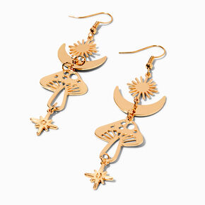 Gold Mystic Mushroom 3&quot; Drop Earrings,