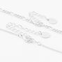 Silver Initial Hexagon Pendant Chain Necklace Set - 2 Pack, M,