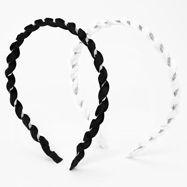 Black and White Twisted Cord Headbands - 2 Pack,