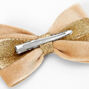 Gold Glitter Velvet Hair Bow Clip - Tan,
