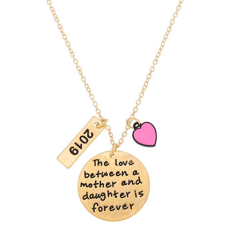 Gold Mother Daughter Pendant Necklace,