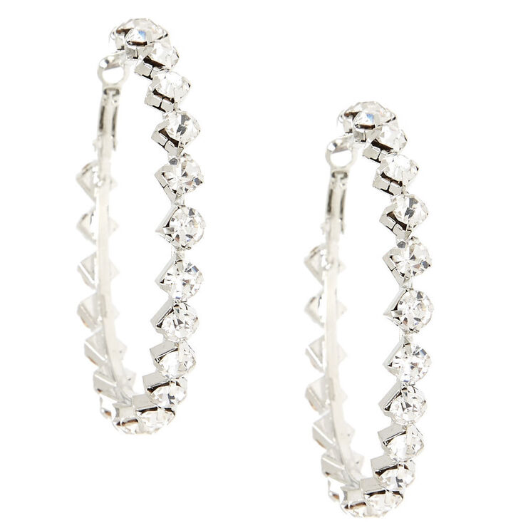 Geometric Crystal Hoop Earrings,