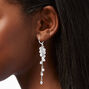 Pearl Confetti 3&quot; Silver Huggie Hoop Earrings,