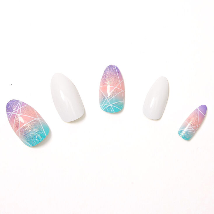 Pastel Abstract Geometric Stiletto Faux Nail Set - 24 Pack,