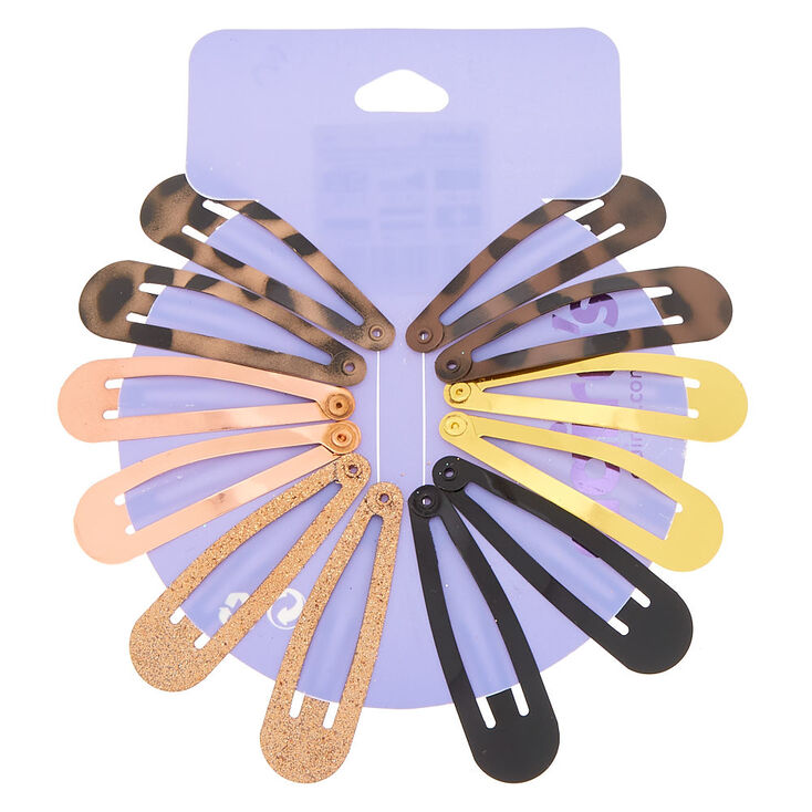 Tortoiseshell Snap Hair Clips - 12 Pack | Icing US