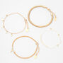 Gold Initial Beaded Chain Bracelets - 4 Pack, A,