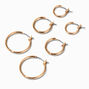 Gold-tone Graduated Hinge Hoop Earrings - 3 Pack,