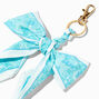 Teal Satin Bow Gold Keychain,