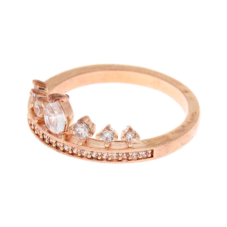 Rose Gold Cubic Zirconia Tiara Ring,