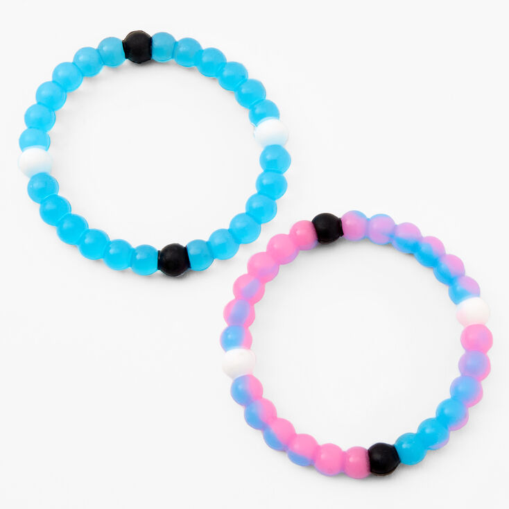 Claire's Glow in The Dark Fortune Stretch Bracelets - 2 Pack | Blue