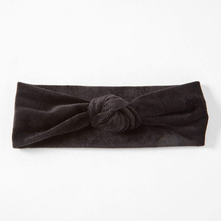 Velvet Knit Knotted Headwrap - Black,